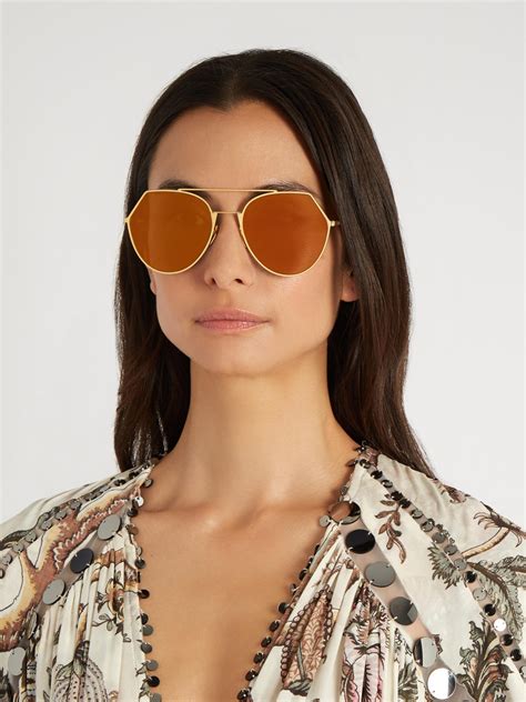 eyeline gold-colored sunglasses fendi|Gold .